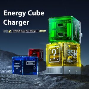 WK Double C Gallium Nitride Charging Plug Transparent Cube